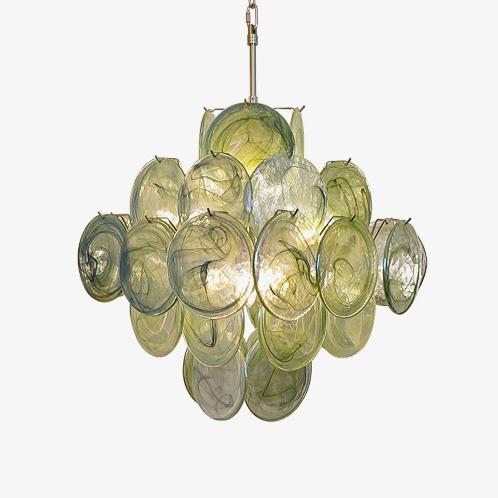 Lustre Velerora Nature com discos verdes em vidro Murano