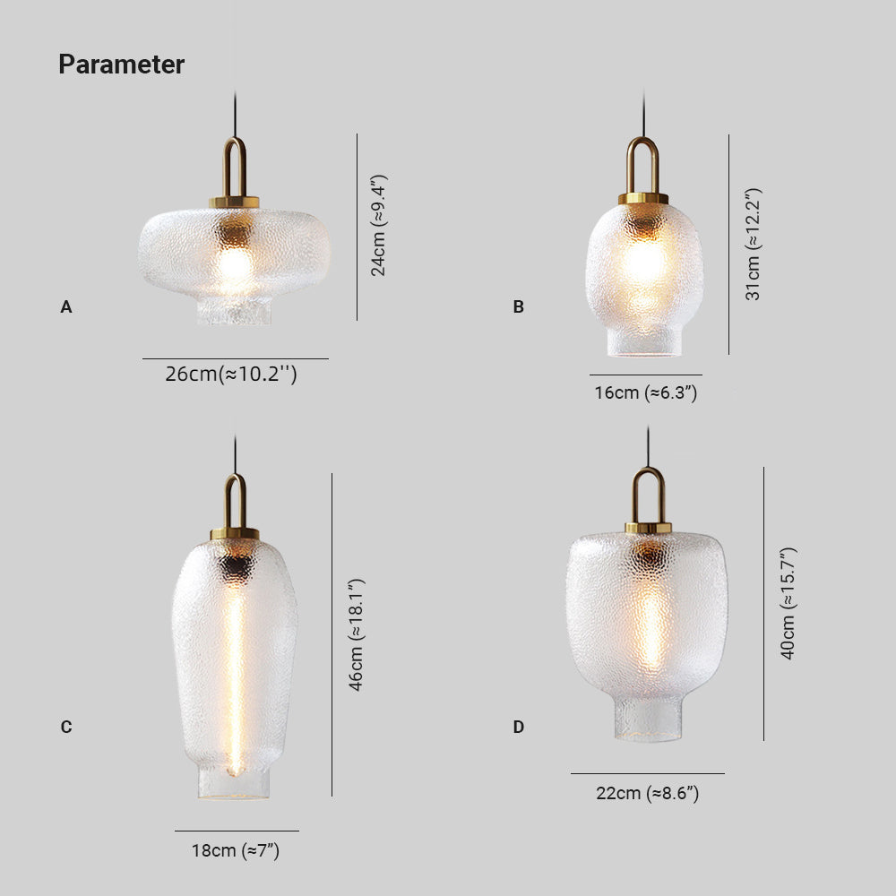 Valentina minimalistisk blåst pendellampa i frostat klart glas