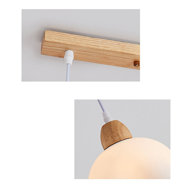 Muto Minimalist Flower /Wood Pendant Light, White