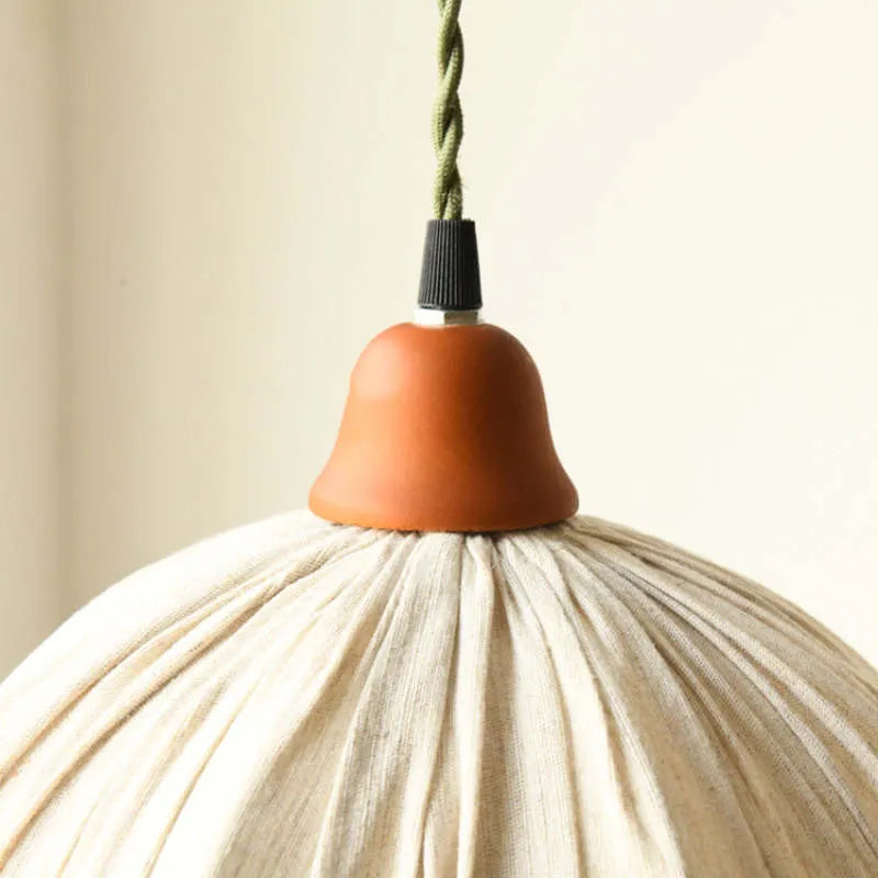 Teo Vintage Pendant Light Beige, Fabric