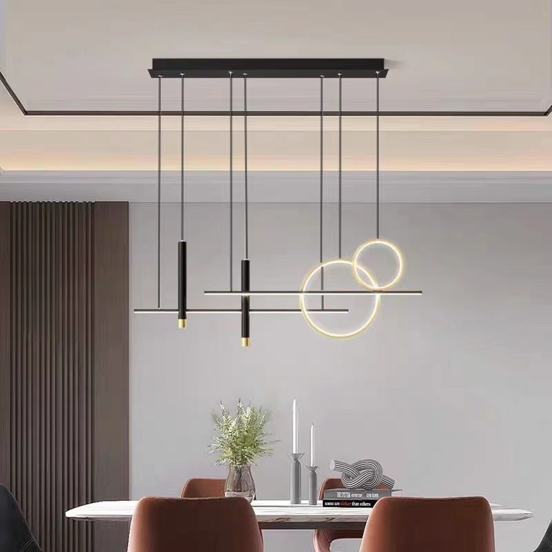 Arisha Moderni LED-riippuvalaisin, kaksoisympyrä, kultainen/musta