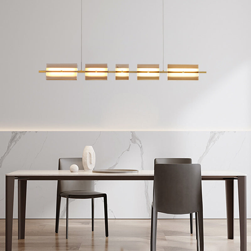 Arisha modern nordisk linjär pendellampa i metall/glas, mässing/svart
