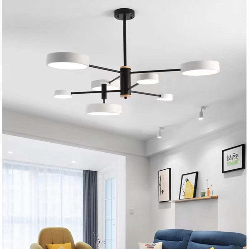 Arisha LED-pendellampa, metall och trä, grå/vit/guld