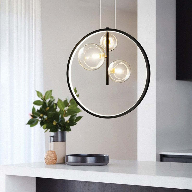 Arisha nordisk modern LED-pendellampa med glasbubblor för matsal