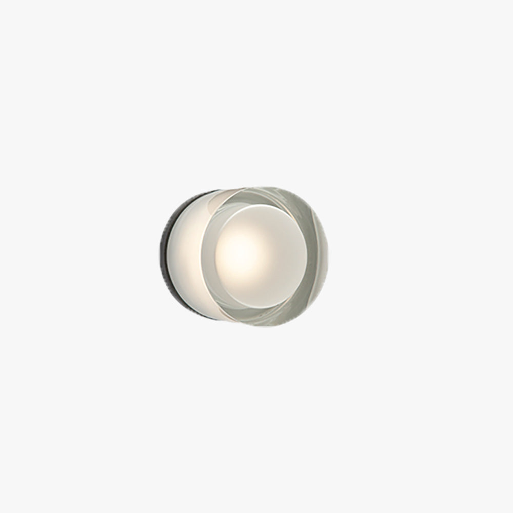 Ray Modern Mini Drum Metal/ Outdoor Wall Lamp, Transparent
