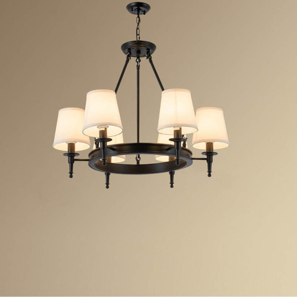 Silva vintage Ring Metal/Fabric Chandelier, Black/Copper