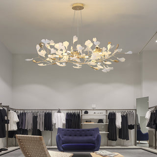 Olivia Modern Ginkgo Blad Metall Keramisk LED Ljuskronor Matsal Vardagsrum Sovrum