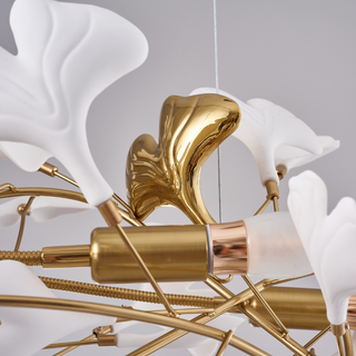 Olivia Design Ginkgo Blad Metall Keramisk LED Ljuskrona Vardagsrum Sovrum