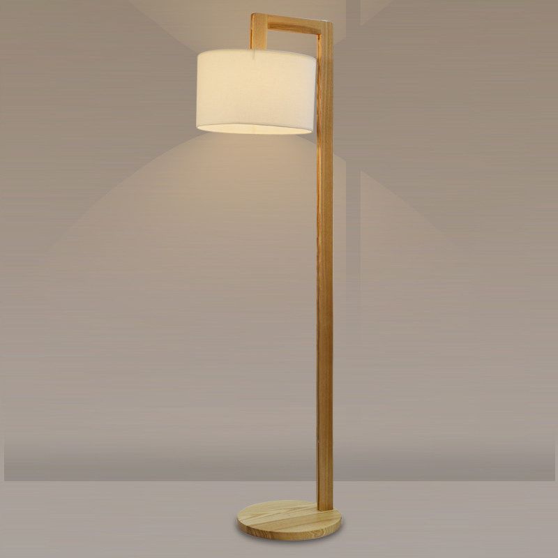 Ozawa japansk gulvlampe med retvinklet arm, beige, træ/stof