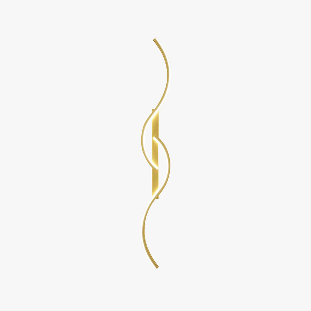 Vireth Modern Linear Wave Bedroom Wall Lamp, Black/Gold