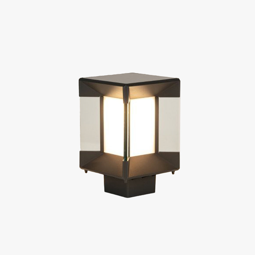 Ray moderne rektangulær udendørs lampe i metal og glas, sort/sort-guld
