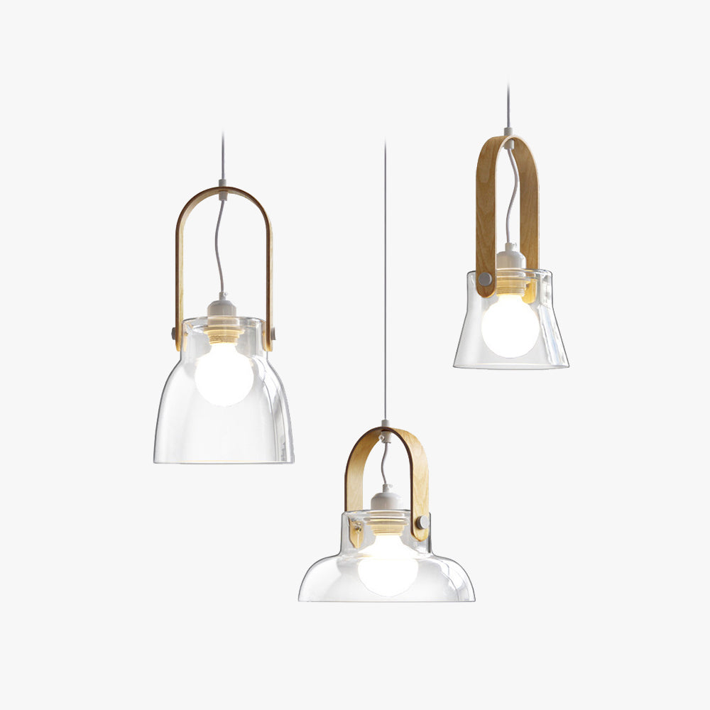 Valentina minimalistisk skålformad pendellampa i glas, klar