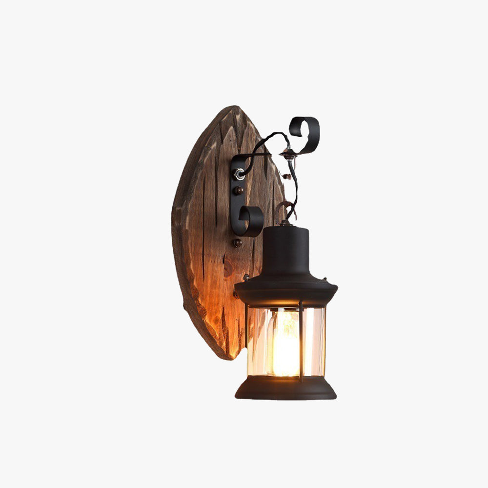 Epoch vintage vägglampa i form av löv, trä/metall, sovrum