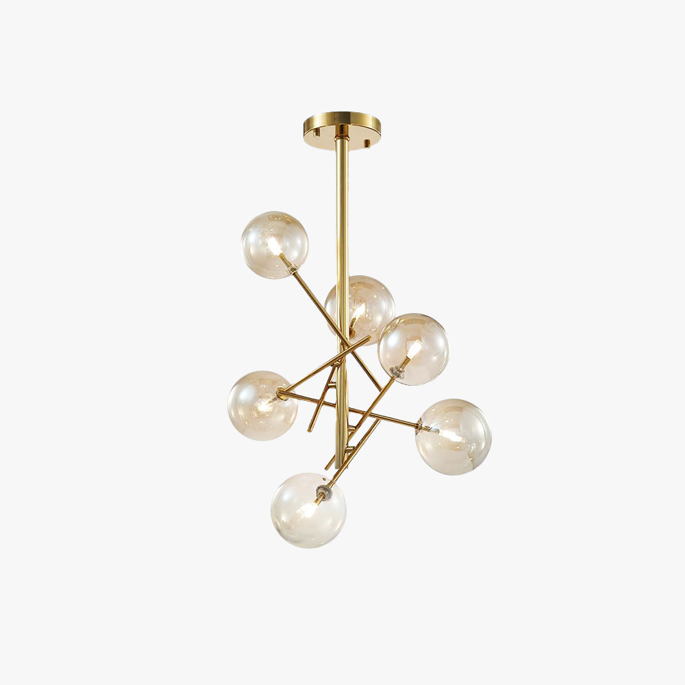 Valentina lysekrone med boblegrene i glas/metal, køkken/spisestue