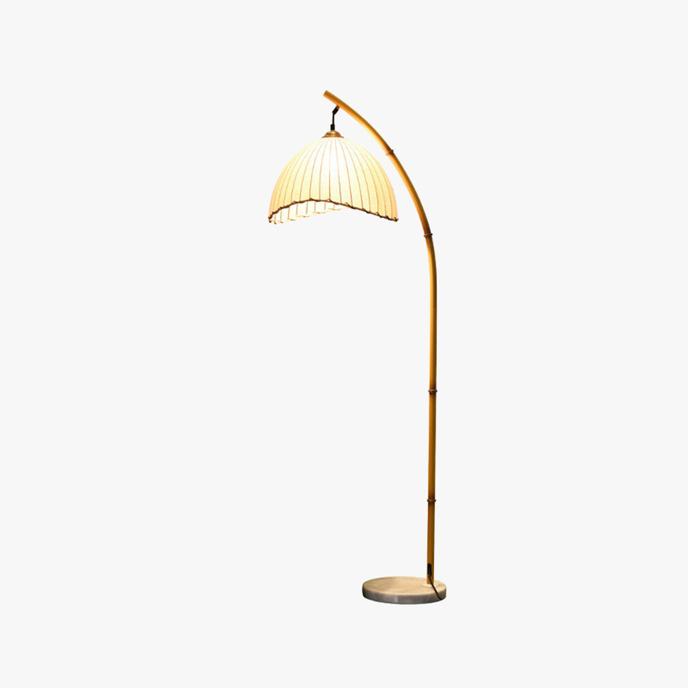 Muto Vintage Bamboo Shape Metal/Fabric Floor Lamp, White