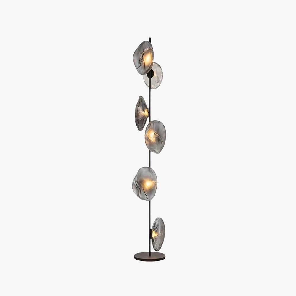 Byers exklusiv golvlampa med blomform i metall/glas, svart/guld/grå