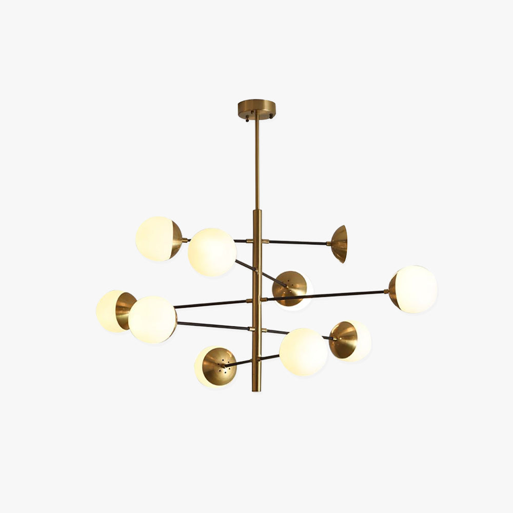 Valentina nordisk pendellampe med flere kugler i metal/glas, guld