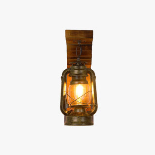 Austin Retro Oljelampsliknande LED Vägglampa Metall/Trä Svart/Brun Sovrum/Vardagsrum