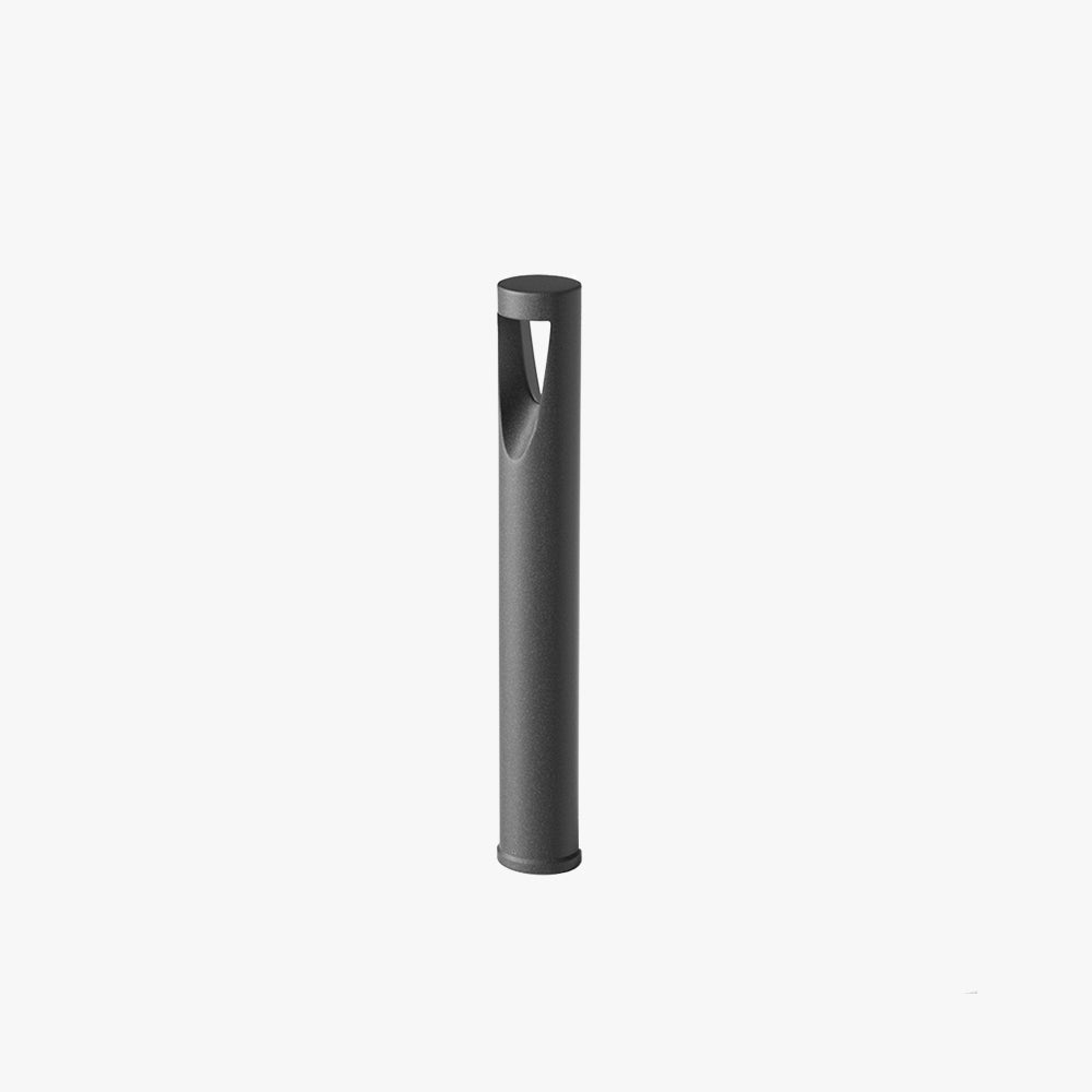 Ray moderne cylindrisk udendørs sti- og bedlampe i metal med hul design, sort