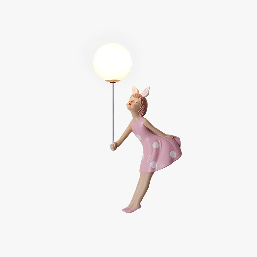 Arisha modern vägglampa i ballong-/flickform, rosa