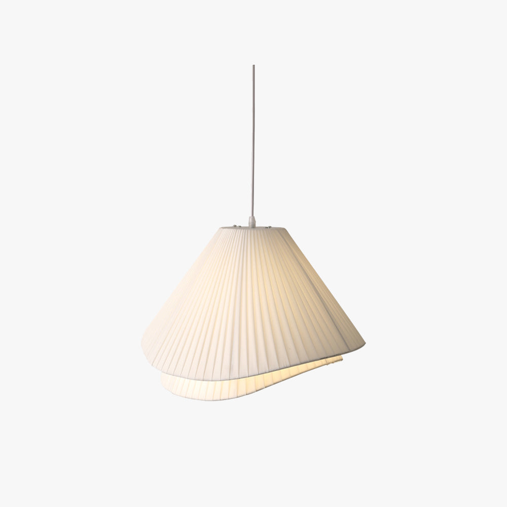 Ritta minimalistisk LED-pendellampa i tyg med dubbla överlappande lager, vit