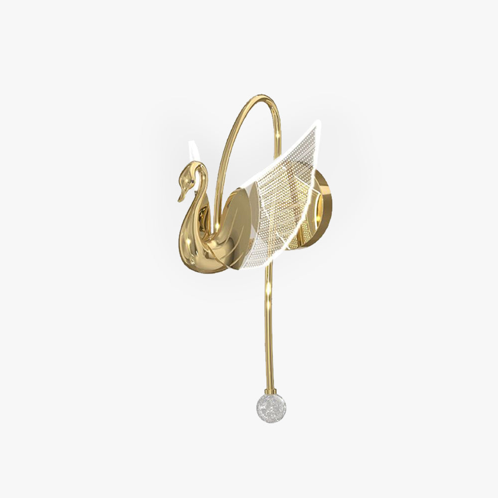 Arisha art déco-svanformad vägglampa i metall, guld/roséguld