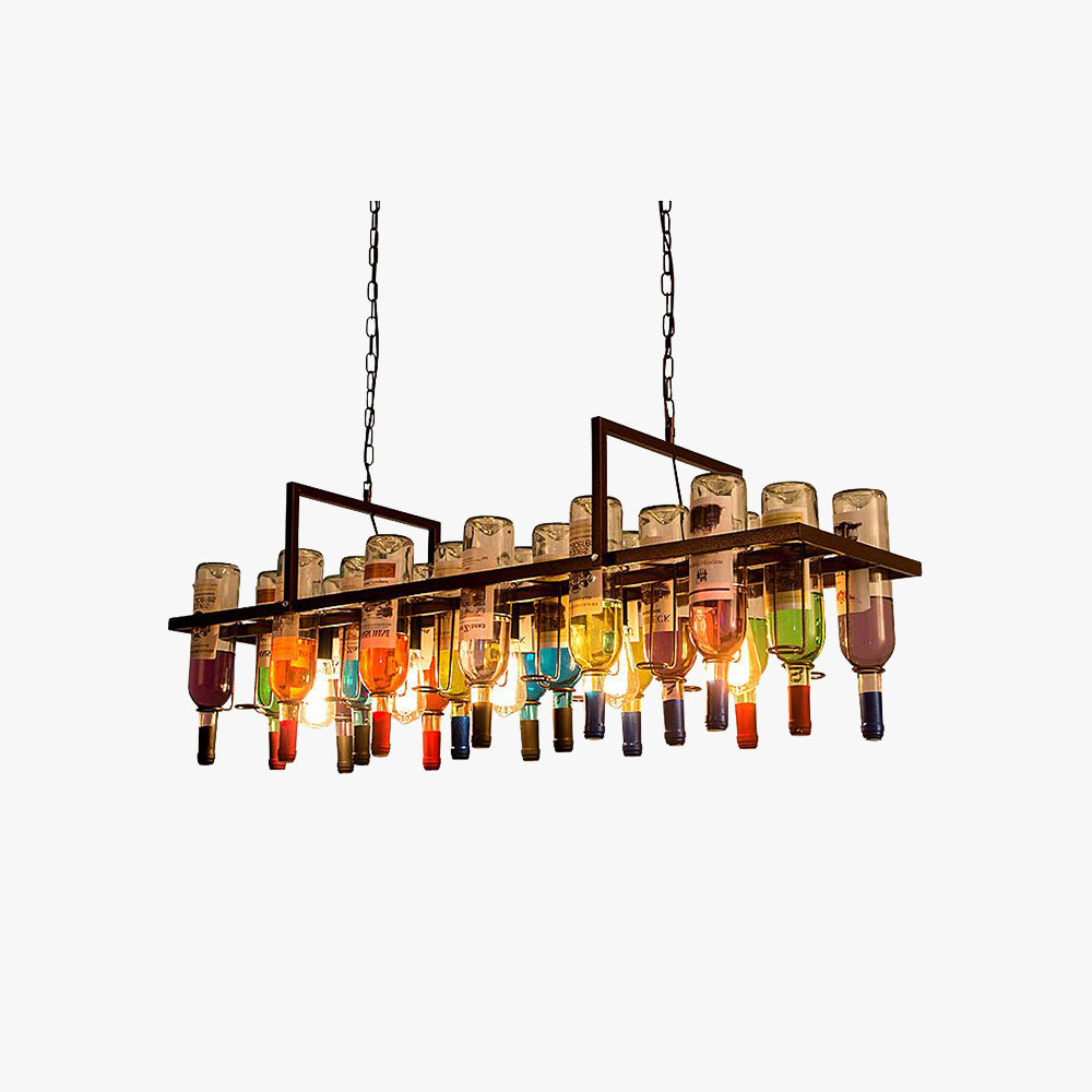 Austin Art Deco-pendellampe i glas formet som en vinflaske, rust