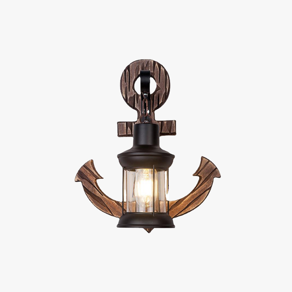 Epoch Anchor Lantern Wall Lamp, Vintage/Antique, Wood, Bedroom