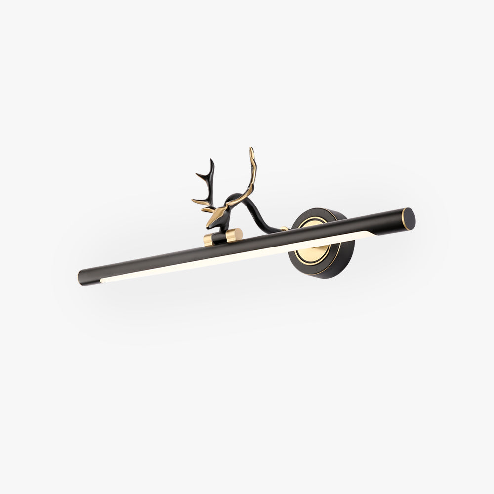 Arisha Decorative Deer Mirror Front Vanity Wall Lamp, Black/Gold