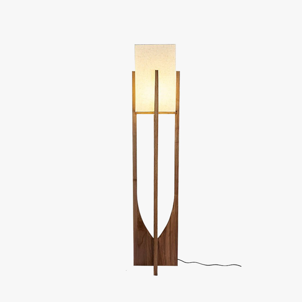 Ozawa naturlig rektangulär golvlampa i trä/tyg