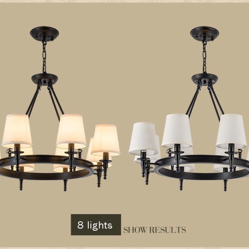 Silva vintage Ring Metal/Fabric Chandelier, Black/Copper
