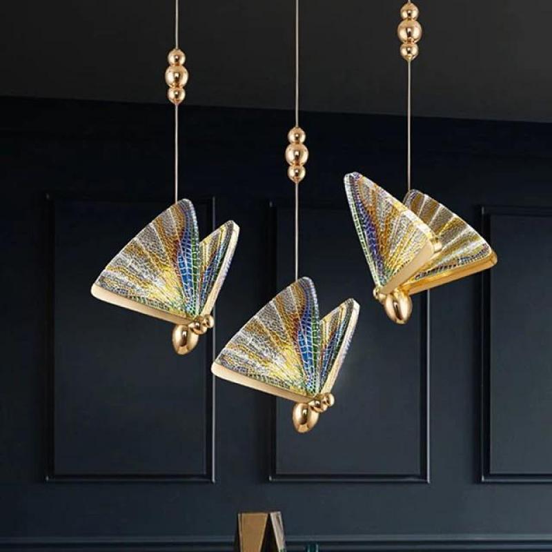 Arisha art deco-pendantljós í fiðrildalíki, 2 litir