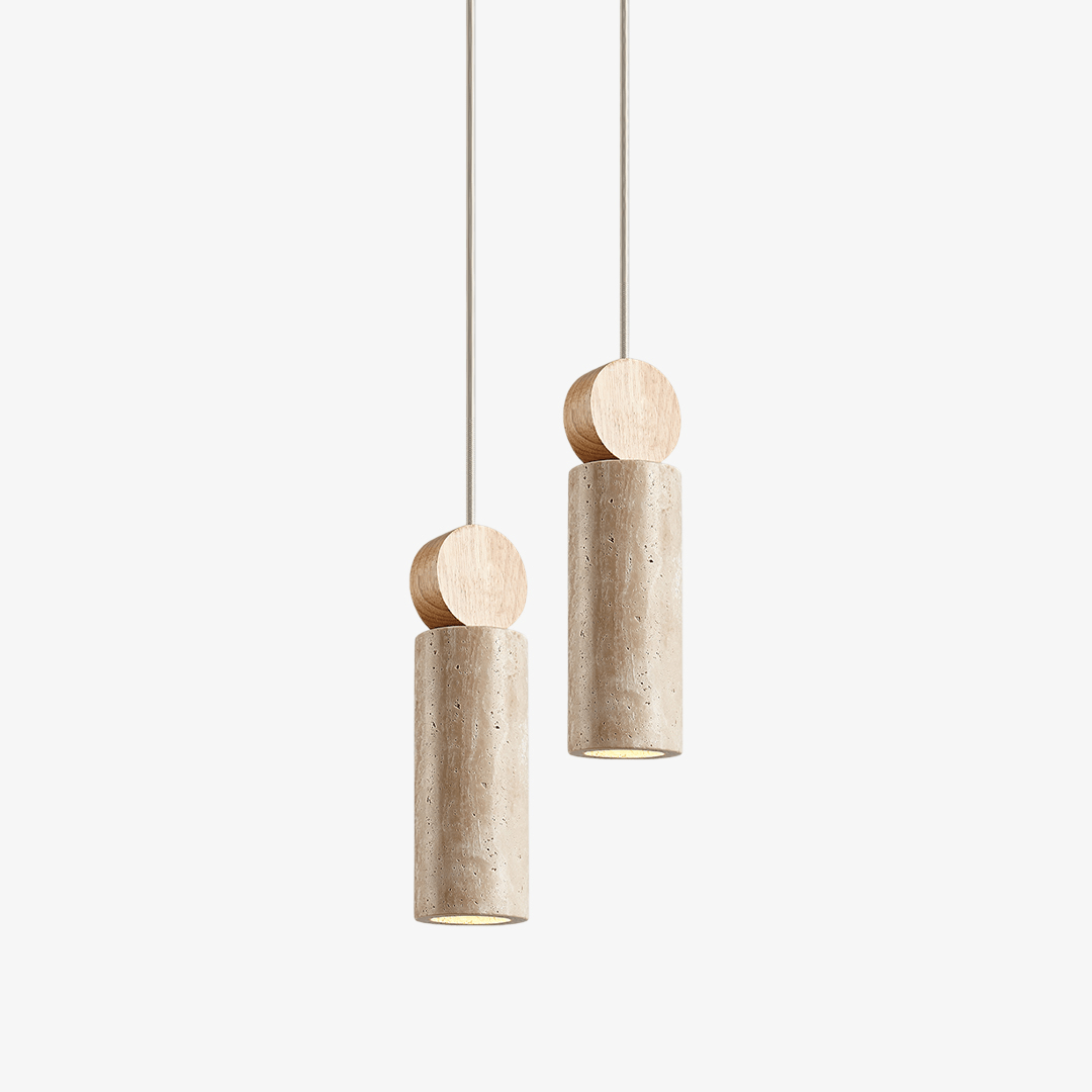 Candeeiro suspenso Ashton Travertine Cylinder Disc