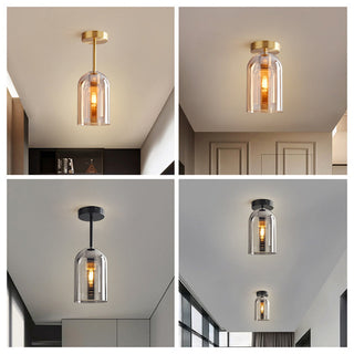 Sanna Liten Pendellampor/Taklampor Konjak/Grå Glas Vardagsrum