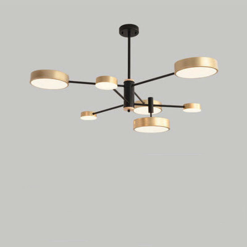 Arisha LED-pendellampa, metall och trä, grå/vit/guld