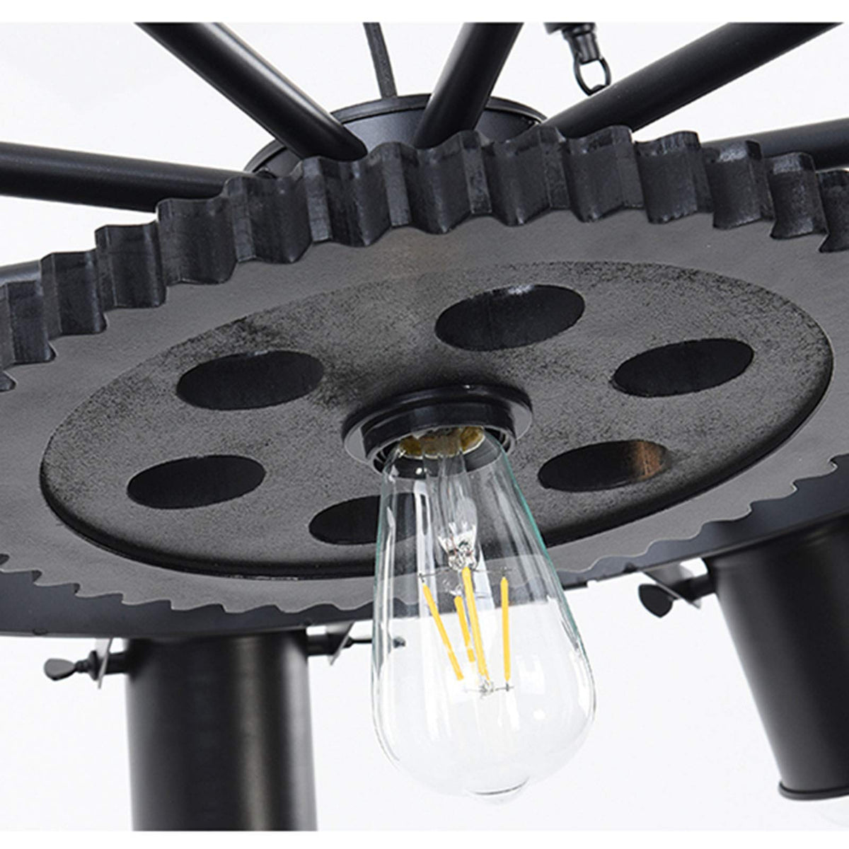 Epoch industriell LED-pendellampa i svart metall/snöre för kafé/bar