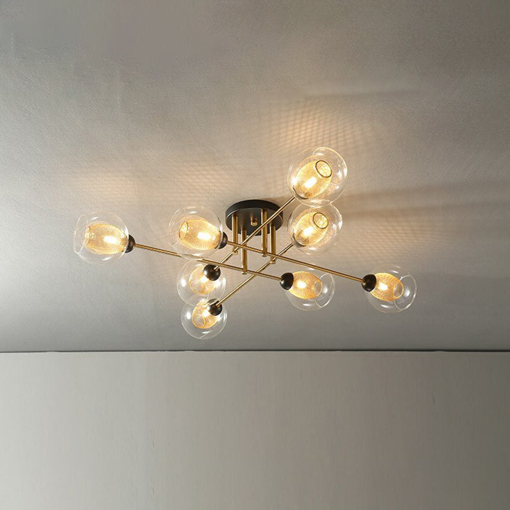 Valentina industriell LED-takkrona med glasglob, 6 stilar