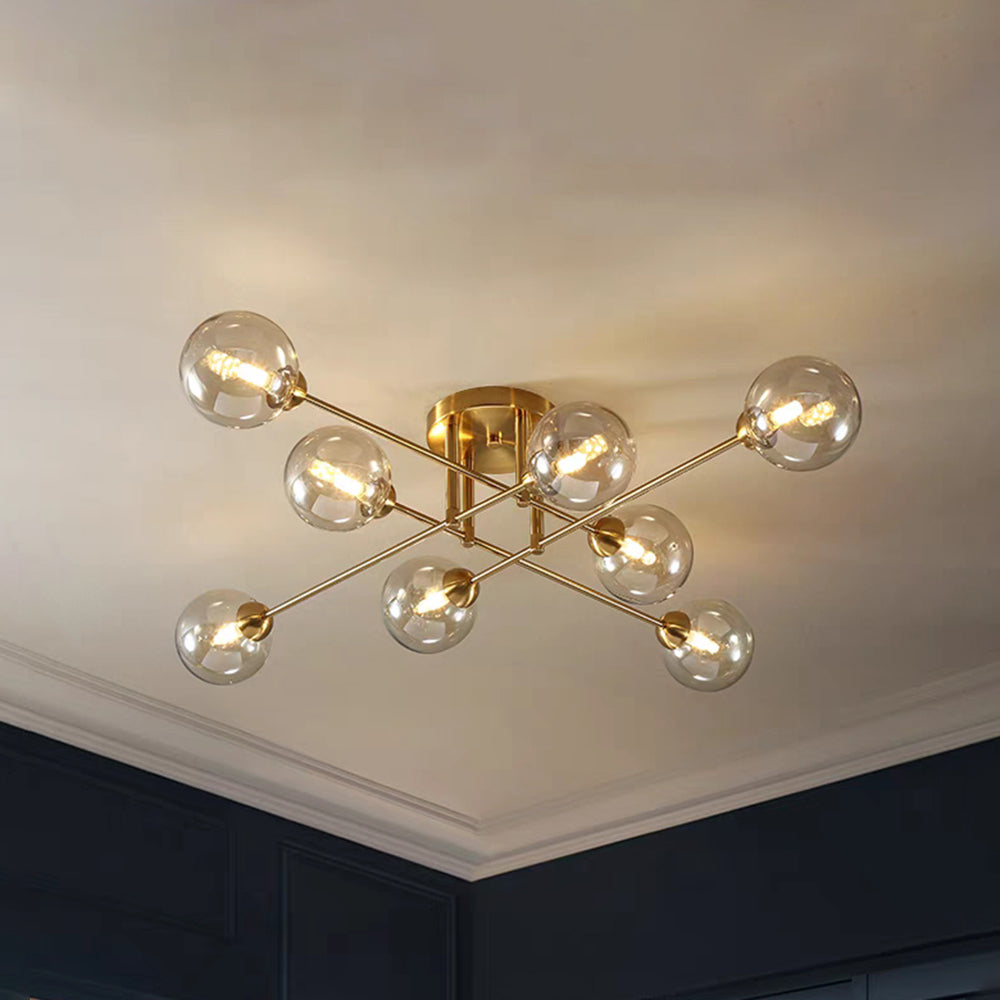 Valentina industriell LED-takkrona med glasglob, 6 stilar