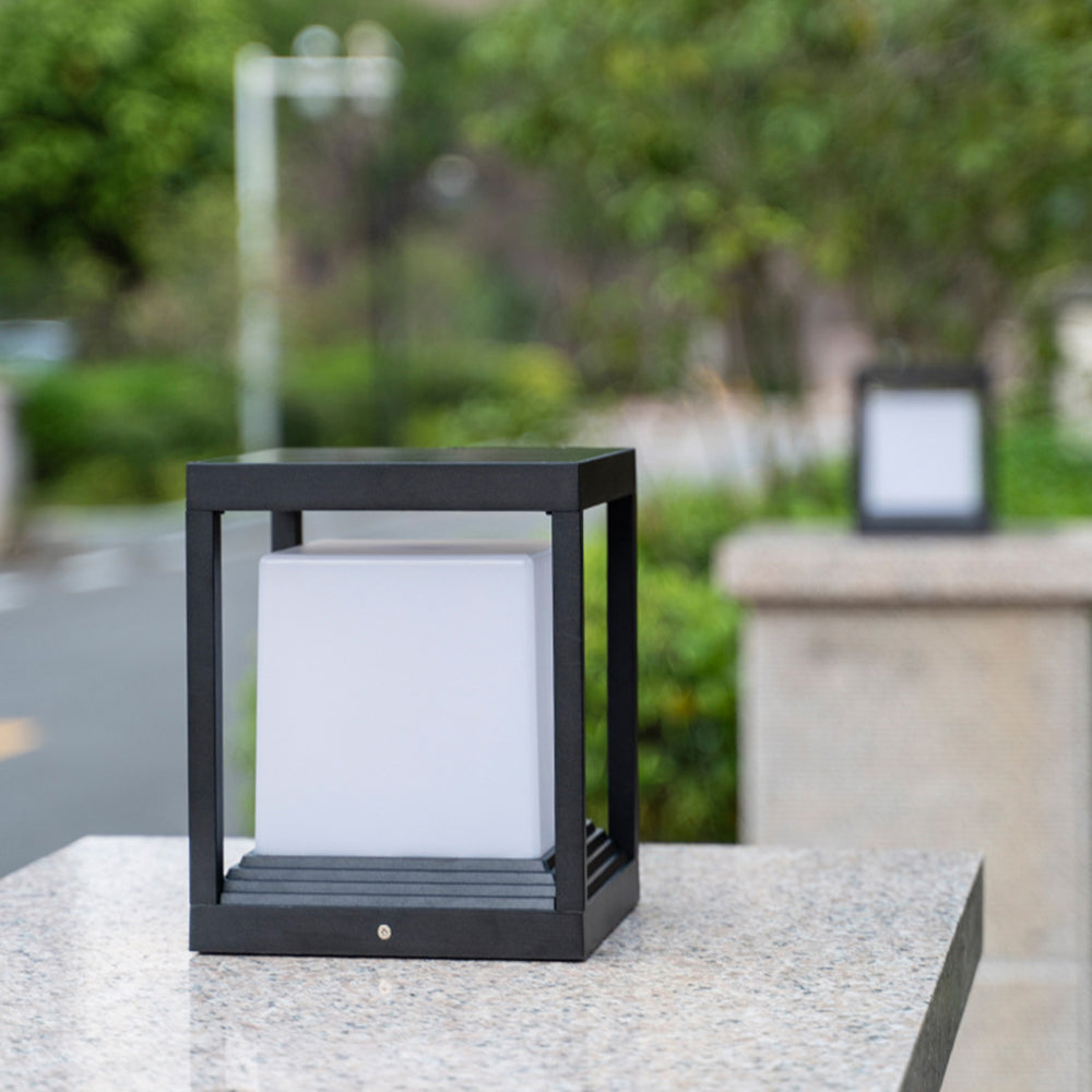 Ray Modern Rectangular Metal Outdoor Lamps, Black