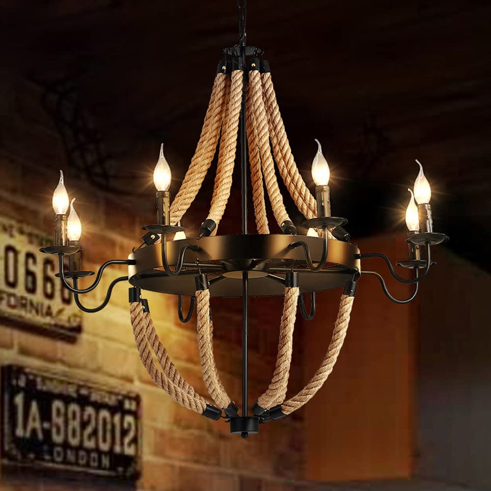 Epoch industriel LED-pendellampe i metal/reb, sort, til stue/bar