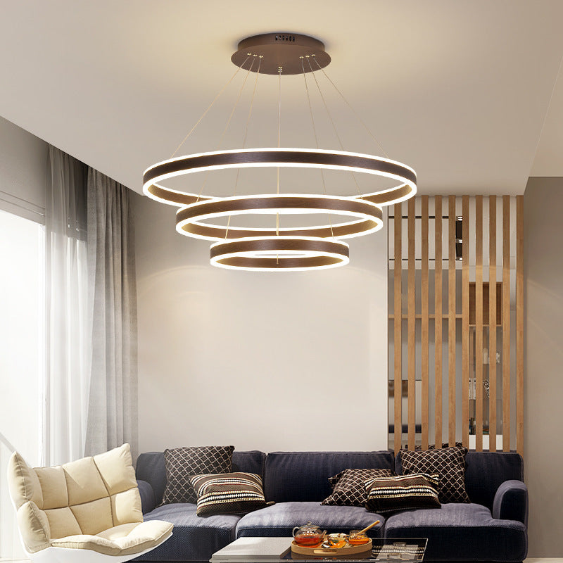 Arisha Moderne Minimaliste Coffee LED Pendant Light, 3 Ring