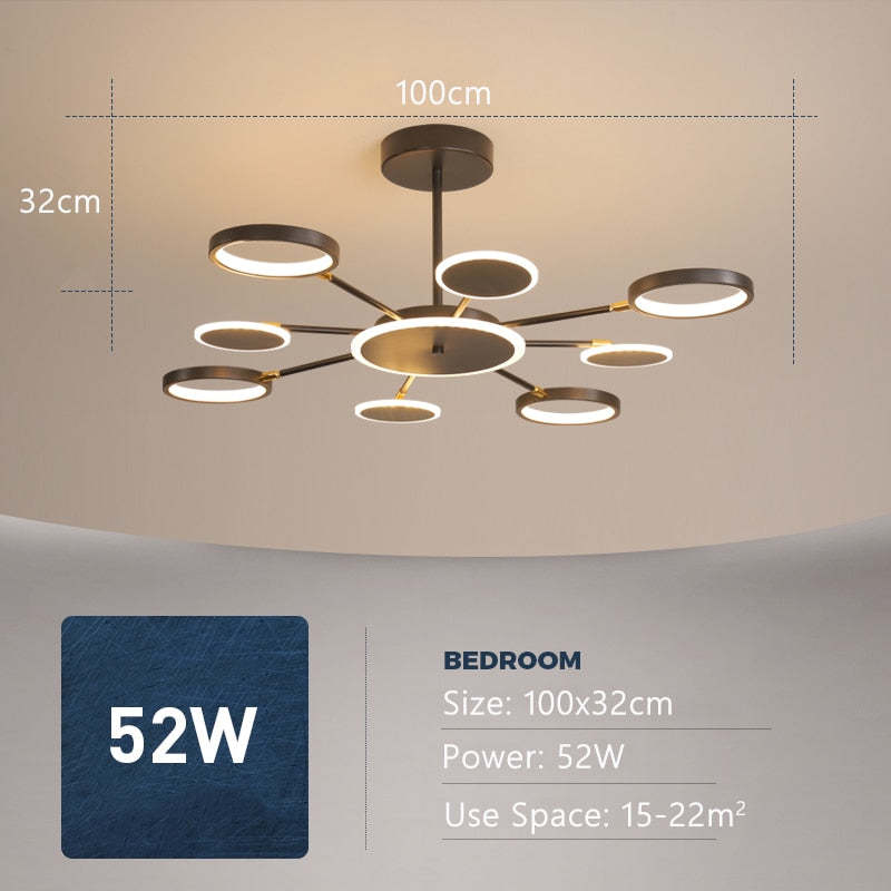 Arisha moderni LED-kattokruunu, geometrinen, musta, himmennettävä