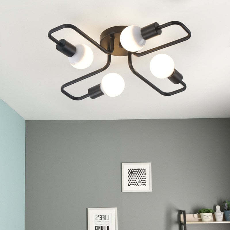 Arisha Vintage Modern Minimalist Industrial Metal Black Ceiling Lamp
