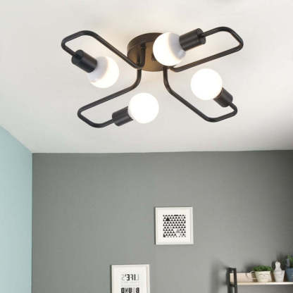 Arisha Vintage Modern Minimalist Industrial Metal Black Ceiling Lamp