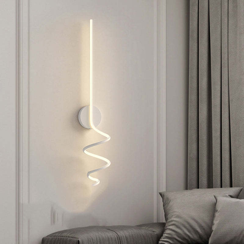 Arisha moderne LED-væglampe med spiralformet kunstmotiv, sort og hvid