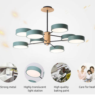 Sienna Design Rund LED Pendellampa Vit/Grön/Grå Metall/Trä/Akryl Sovrum/Vardagsrum