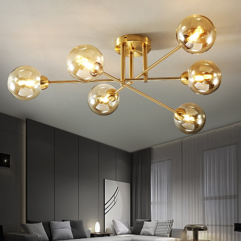 Valentina industriell LED-takkrona med glasglob, 6 stilar