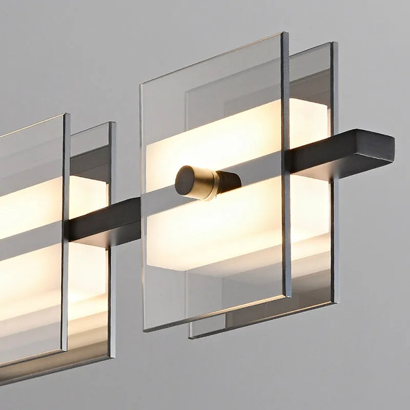 Arisha modern nordisk linjär pendellampa i metall/glas, mässing/svart