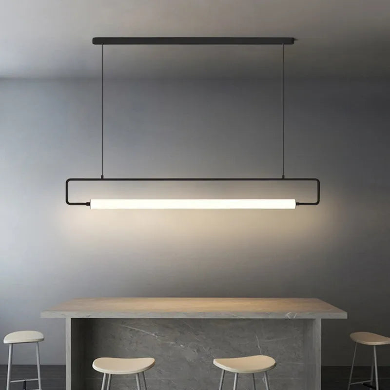 Arisha modern minimalistisk rektangulär linjär pendellampa, guld/svart