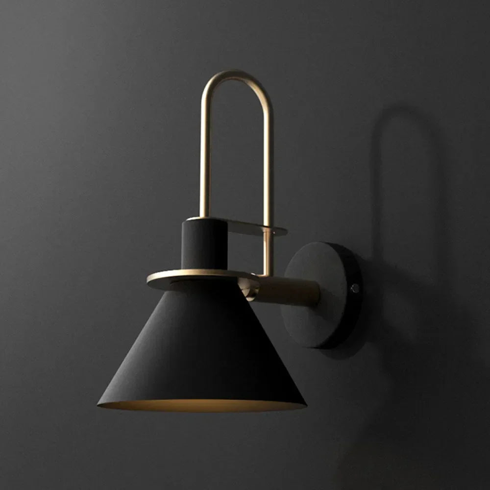 Valentina vintage metalvæglampe med hornform, stue/soveværelse/badeværelse
